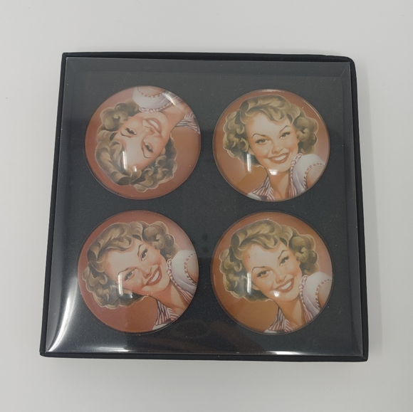 Kitchen Vintage Style Smiling Pinup Girl Refrigerator Set Of 4 Poshmark